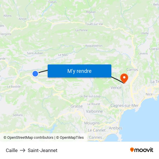 Caille to Saint-Jeannet map