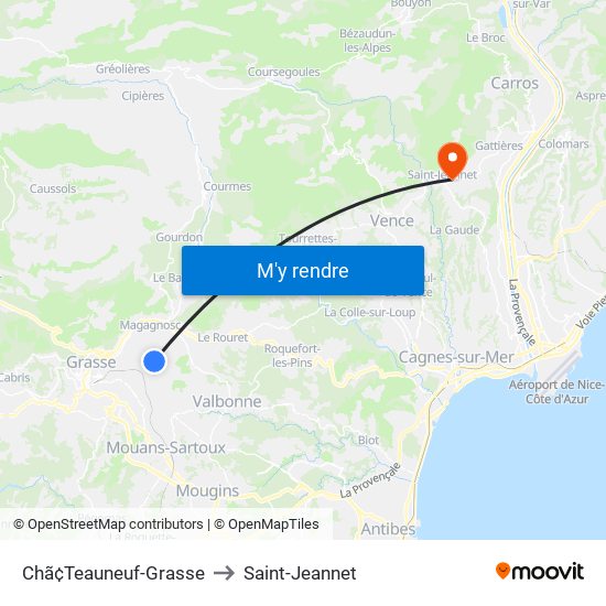 Chã¢Teauneuf-Grasse to Saint-Jeannet map