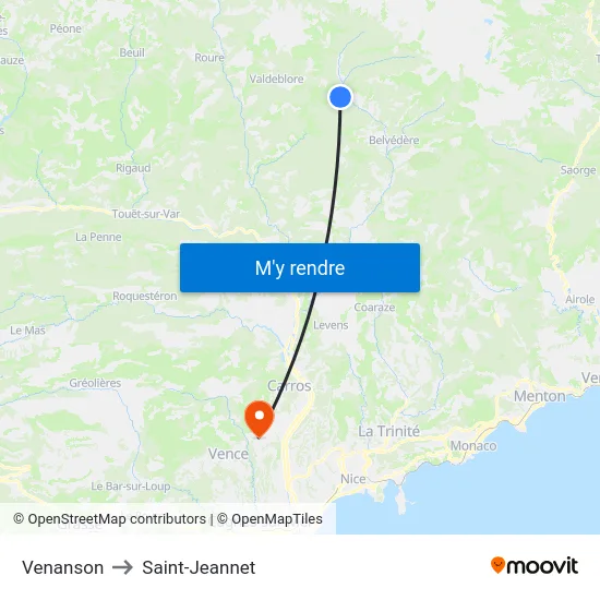 Venanson to Saint-Jeannet map