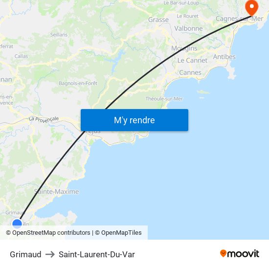 Grimaud to Saint-Laurent-Du-Var map