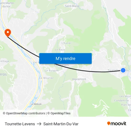 Tourrette-Levens to Saint-Martin-Du-Var map
