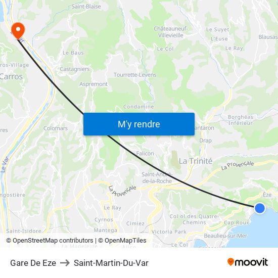 Gare De Eze to Saint-Martin-Du-Var map