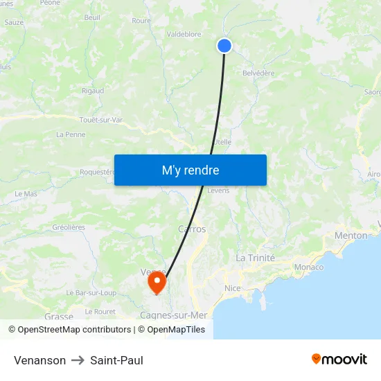 Venanson to Saint-Paul map