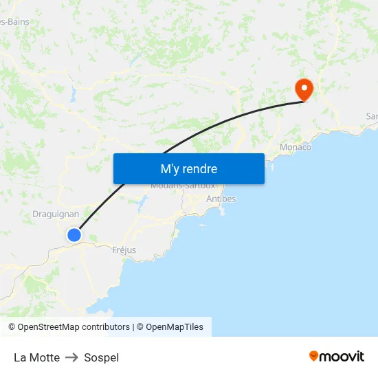 La Motte to Sospel map