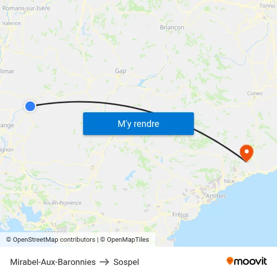 Mirabel-Aux-Baronnies to Sospel map