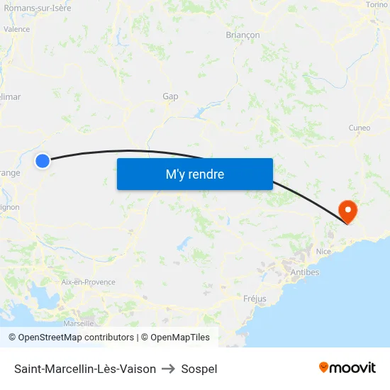 Saint-Marcellin-Lès-Vaison to Sospel map