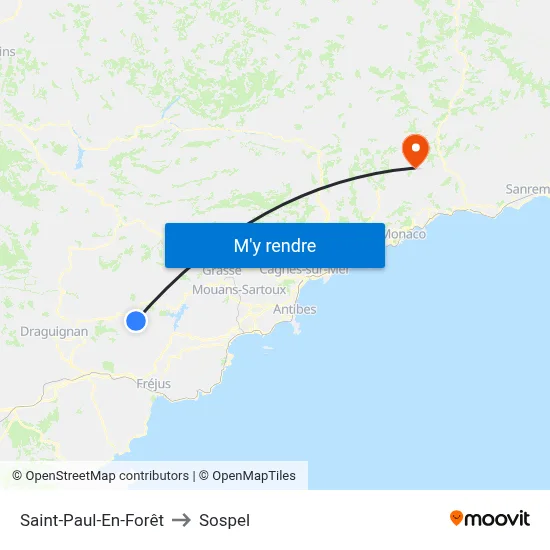 Saint-Paul-En-Forêt to Sospel map