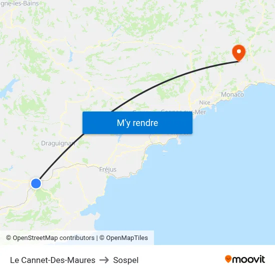 Le Cannet-Des-Maures to Sospel map