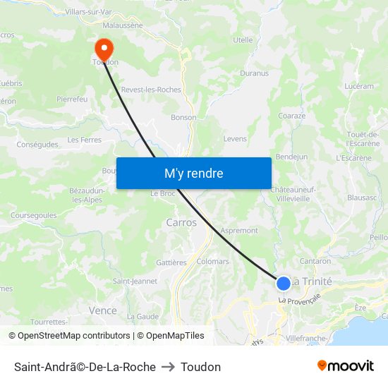 Saint-Andrã©-De-La-Roche to Toudon map