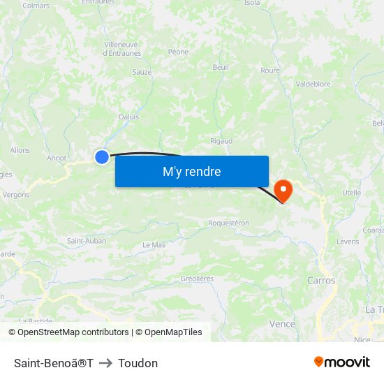 Saint-Benoã®T to Toudon map