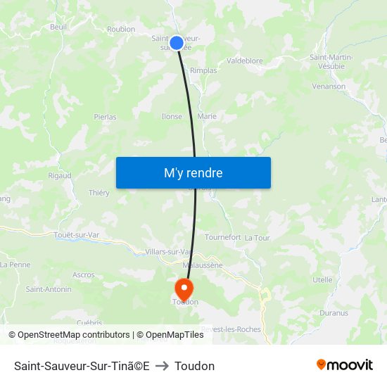 Saint-Sauveur-Sur-Tinã©E to Toudon map