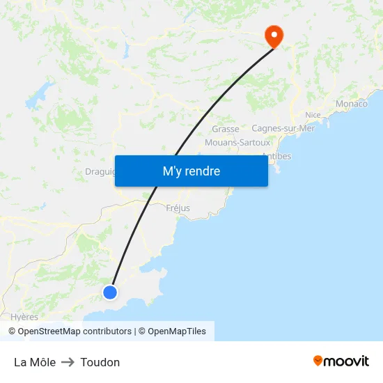 La Môle to Toudon map
