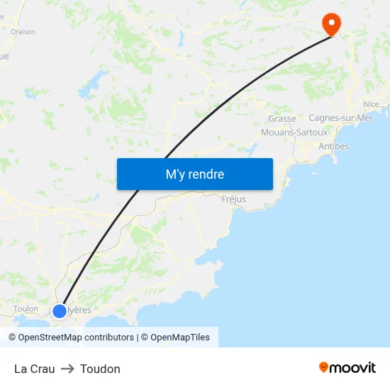 La Crau to Toudon map