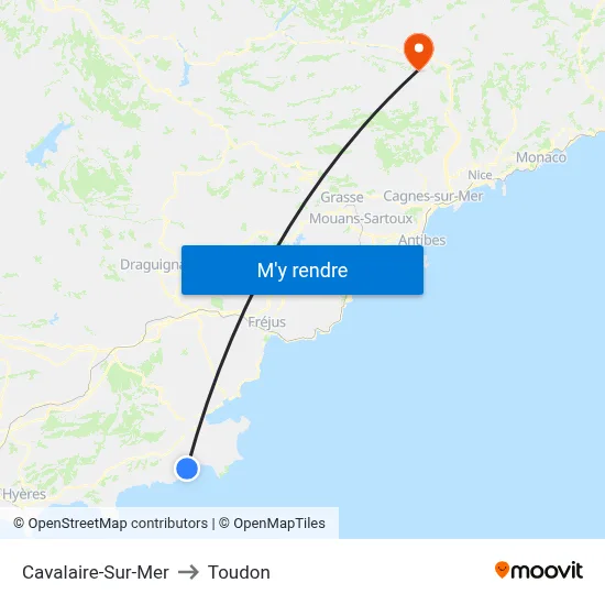 Cavalaire-Sur-Mer to Toudon map