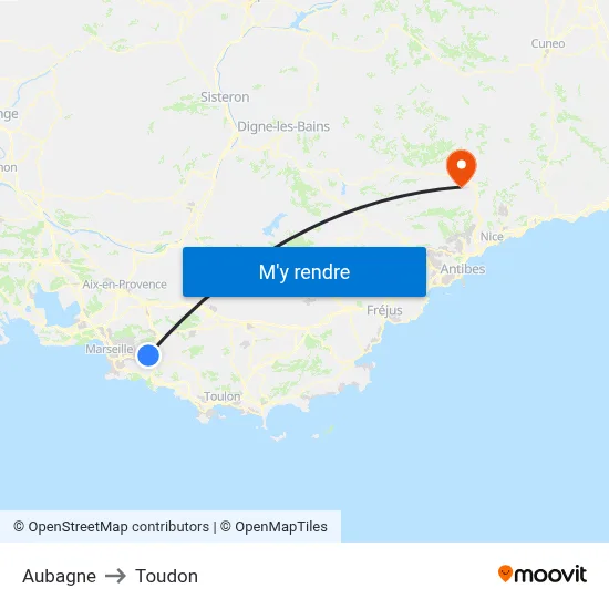 Aubagne to Toudon map
