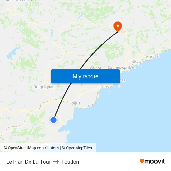 Le Plan-De-La-Tour to Toudon map