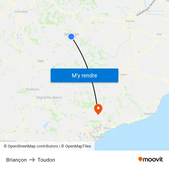 Briançon to Toudon map