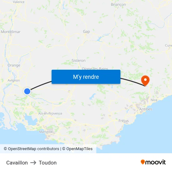 Cavaillon to Toudon map