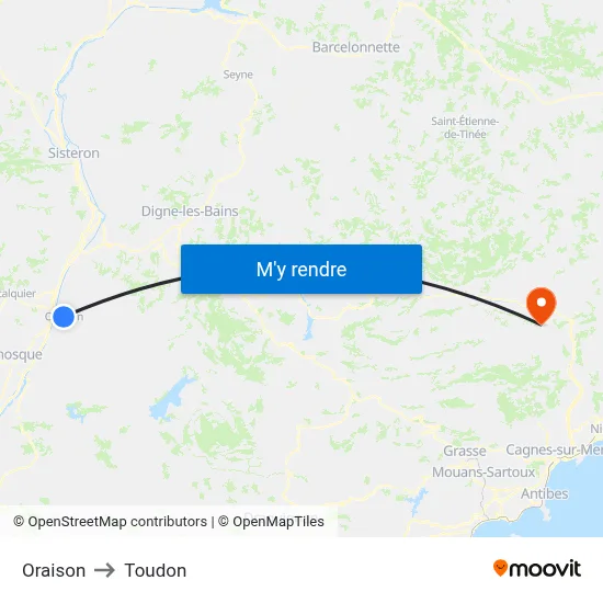 Oraison to Toudon map