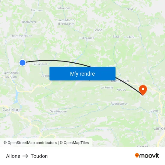 Allons to Toudon map