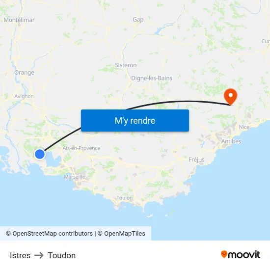 Istres to Toudon map