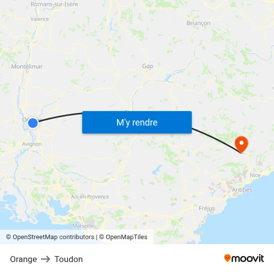 Orange to Toudon map