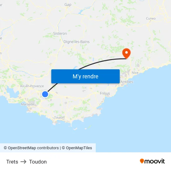 Trets to Toudon map