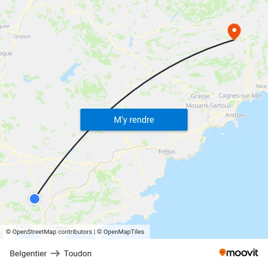 Belgentier to Toudon map