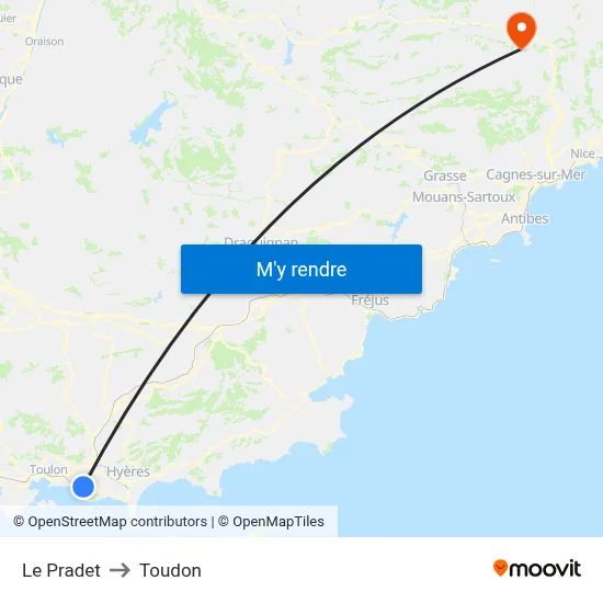Le Pradet to Toudon map