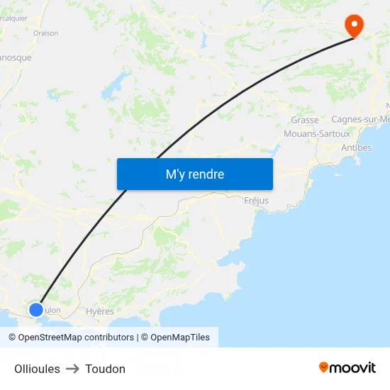 Ollioules to Toudon map