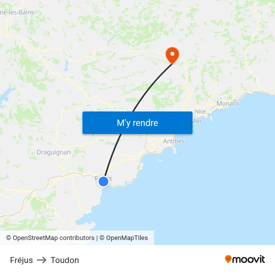 Fréjus to Toudon map