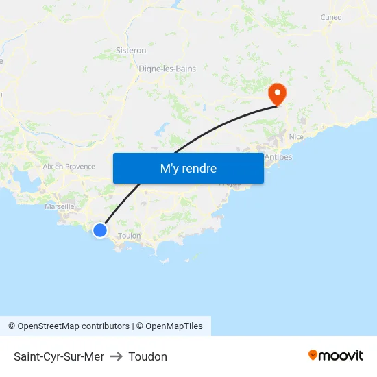Saint-Cyr-Sur-Mer to Toudon map