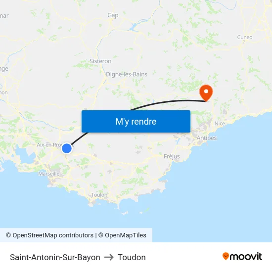 Saint-Antonin-Sur-Bayon to Toudon map