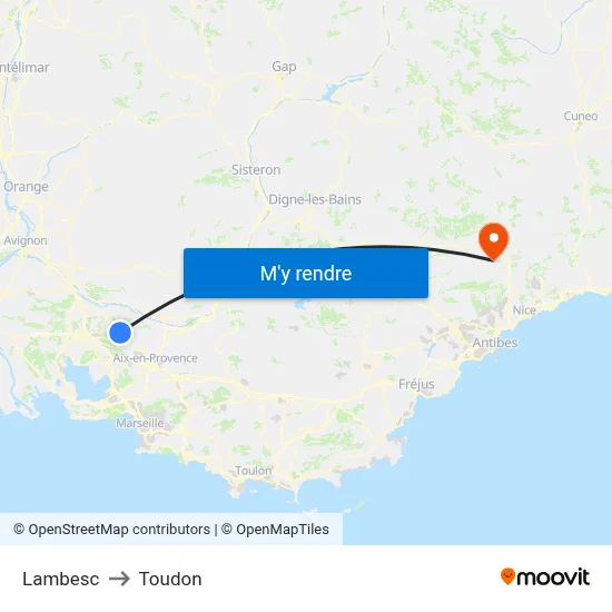 Lambesc to Toudon map