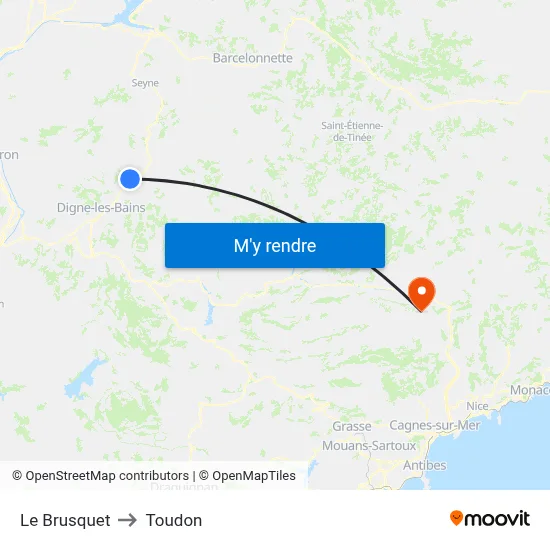 Le Brusquet to Toudon map