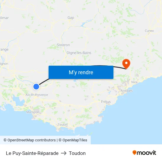 Le Puy-Sainte-Réparade to Toudon map