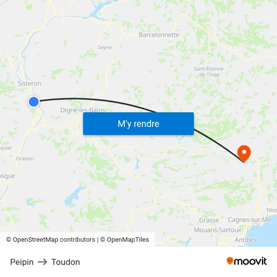 Peipin to Toudon map