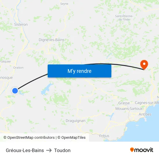 Gréoux-Les-Bains to Toudon map
