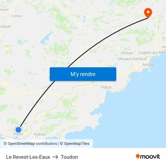 Le Revest-Les-Eaux to Toudon map