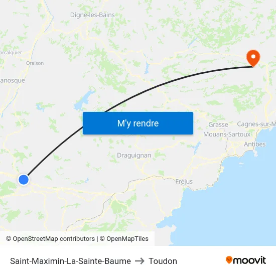 Saint-Maximin-La-Sainte-Baume to Toudon map