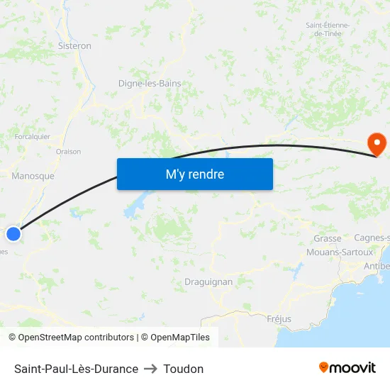 Saint-Paul-Lès-Durance to Toudon map