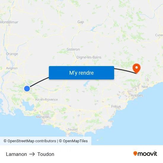 Lamanon to Toudon map