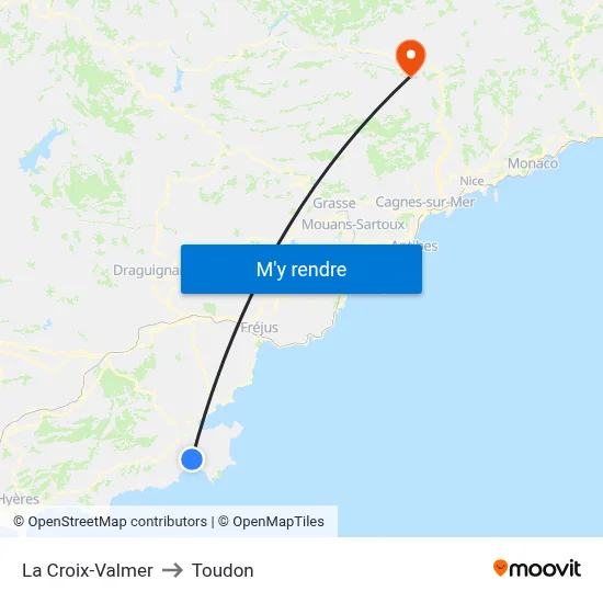 La Croix-Valmer to Toudon map