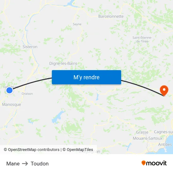 Mane to Toudon map