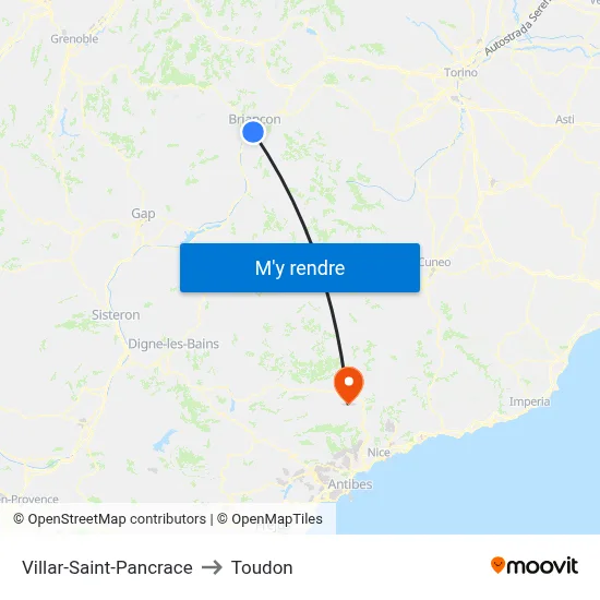 Villar-Saint-Pancrace to Toudon map