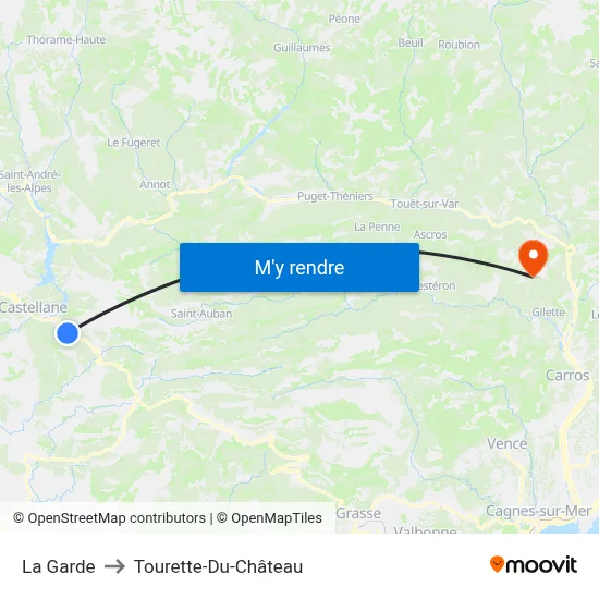 La Garde to Tourette-Du-Château map