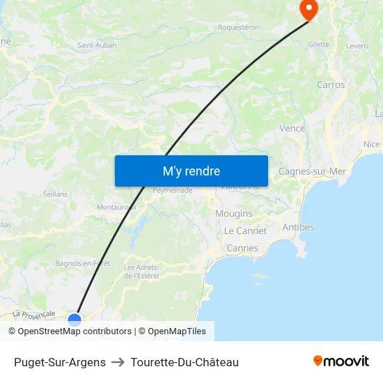 Puget-Sur-Argens to Tourette-Du-Château map