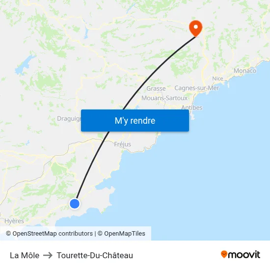 La Môle to Tourette-Du-Château map