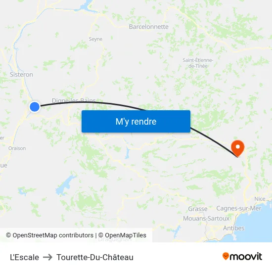L'Escale to Tourette-Du-Château map