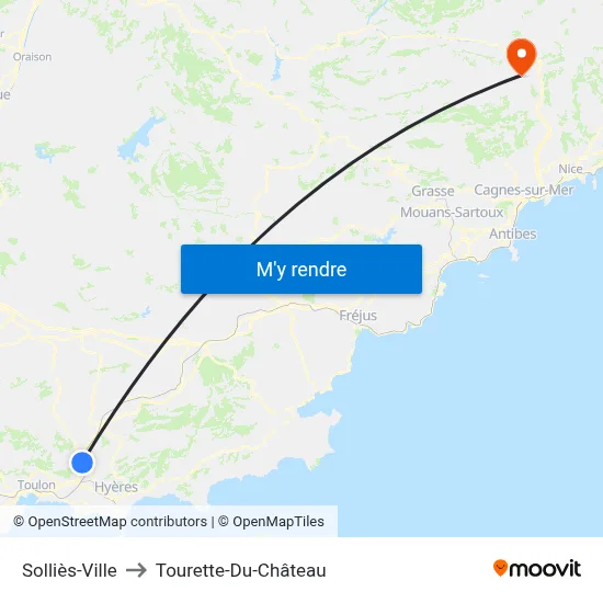 Solliès-Ville to Tourette-Du-Château map